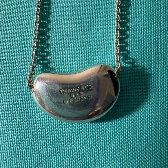 Tiffany & Co. Sterling Silver Lg Puff Bean Pendant Necklace - Picture 3 of 6
